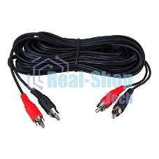 Шнур Rexant 2 RCA - 2 RCA, 3 м, черный (10 шт./уп.)