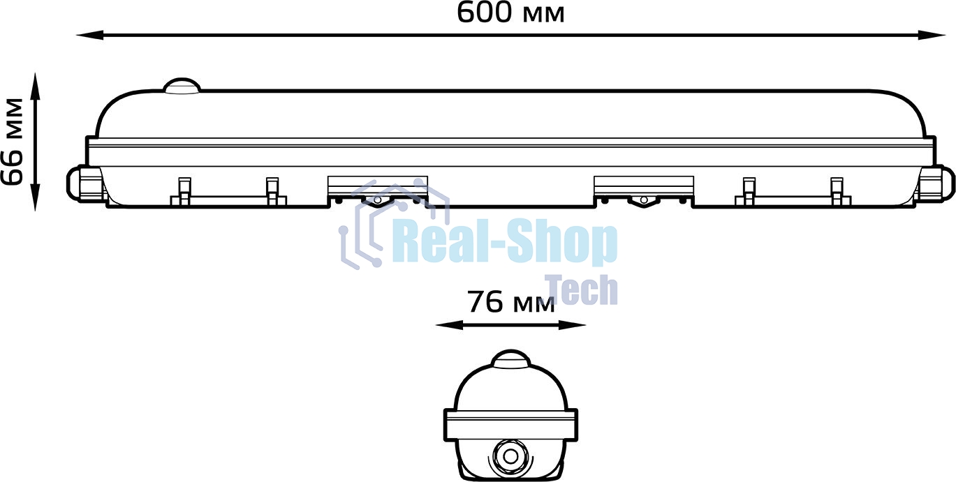 Светильник Gauss СПП-176 EVO 18W 1950lm 4000K 200-240V IP65 600x76x82мм ИК-сенс и соед в лин LED