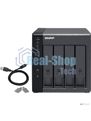 Полка расширения сетевого хранилища без дисков channel QNAP DAS TR-004 4 Bay 2.5/3.5 SATA Type-C USB 3.1 Gen 1 (5 Gb/s) Direct Attached Storage with Hardware RAID