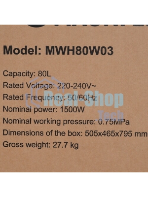 Водонагреватель электрический Maunfeld MWH80W03 белый, накопительный, 80 л, 1,5 кВт