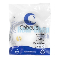 Шнур коммутационный Cabeus, кат. 5е, неэкр., U/UTP, RJ45/RJ45, LSZH, AWG24, 1м, серый
