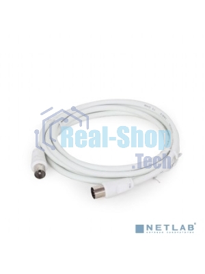 Кабель телевизионный Cablexpert CCV-515-W-3M, Coaxial M/F, белый, 3м