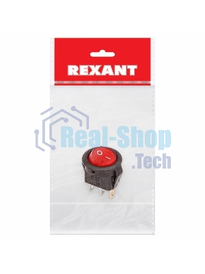 Выключатель клавишный Rexant круглый 250V 3А (3с) ON-OFF красный с подсветкой Micro (RWB-106, SC-214) Индивидуальная упаковка 1 шт