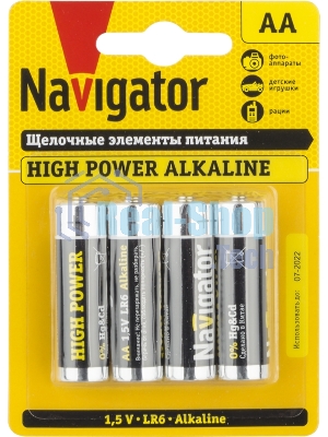 Элемент питания алкалиновый Navigator NBT-NE-LR6-BP4 (блист.4шт)