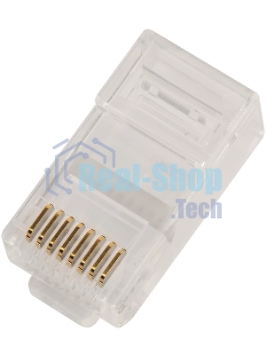 Коннектор LANMASTER RJ45 тип EZ, 8P8C, UTP, Cat.5e, универсальный, со вставкой, покрытие 50 микрон,100 шт.