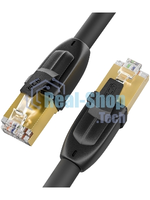 Патч-корд GCR PROF кат.7 ethernet 1.0m F/FTP, RJ45, CU, 28 AWG, литой, прямой, черный, экранированные коннекторы, GCR-52559