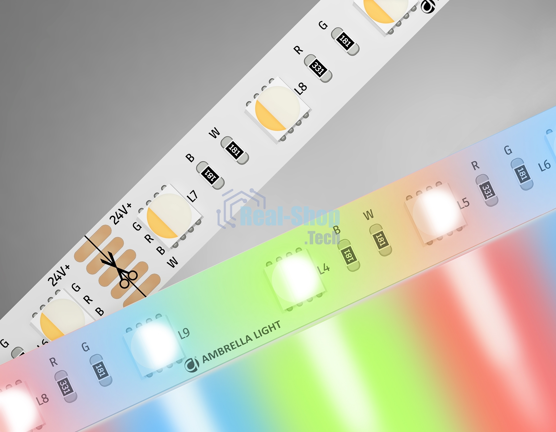 Светодиодная лента Ambrella light GS4401 5050 60Led /10W m/ 24V IP20 RGBW+3000K/ 5000*10*1.87mm (5 конт.)