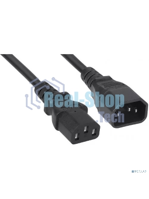 Кабель питания Filum ПВС-АП 3x1.0 С13 - C14, 220/250В, 10А, чёрный, 1м