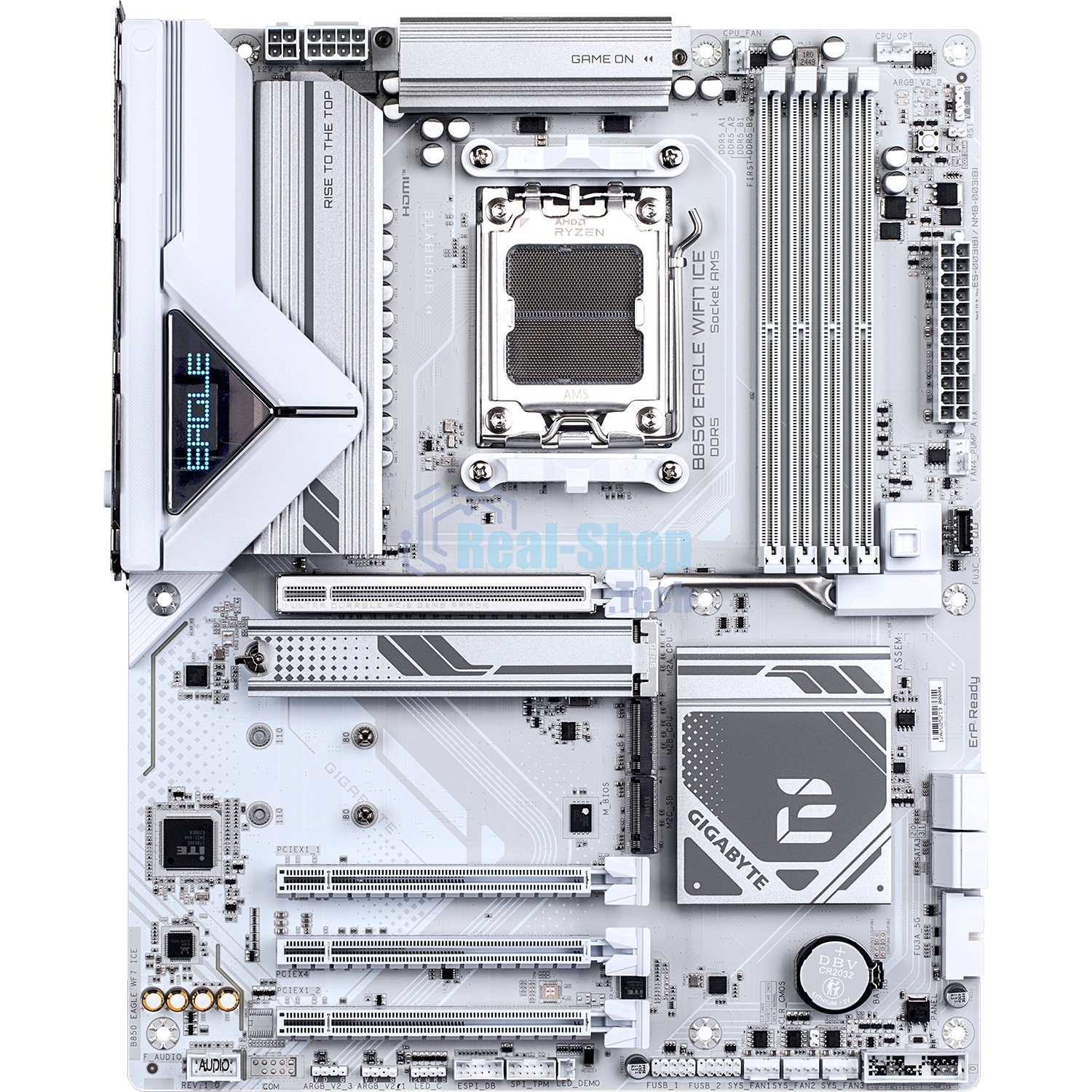 Материнская плата Gigabyte B850 EAGLE WIFI7 ICE, AM5, AMD B850, 4xDDR5, 4xSATA, 3xM.2, 1xPCIe 5.0 x16, 1xPCIe 4.0 x4, 2xPCIe 3.0 x1, 1xDP (v1.4), 1xHDMI, 1x2.5Gb LAN, Wi-Fi 7, Bluetooth 5.4, 1xUSB-C 5Gbps, 2xUSB-A 10Gbps, 2xUSB-A 5Gbps, 4xUSB-A 2.0, 3x3.5 мм, 7.1, ATX