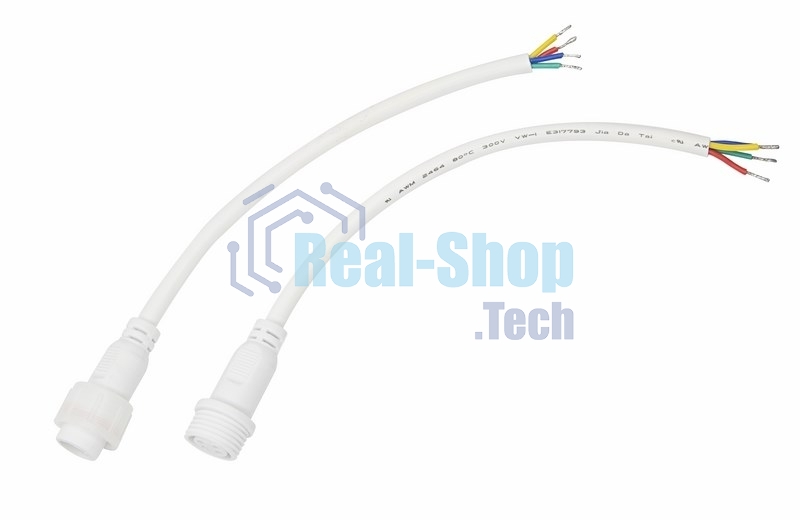 Соединительный кабель Rexant (4pin) герметичный (IP67) 4х0.75мм² белый