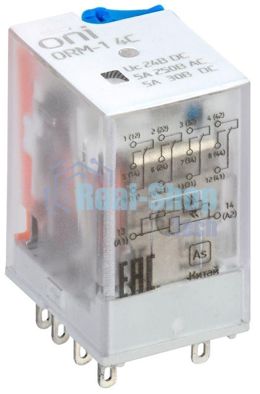 Реле интерфейсное ORM-1 4C 24В DC с LED и тест. кнопкой ONI ORM-1-4C-DC24V-L-B