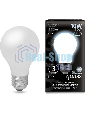 Лампа светодиодная Gauss 10Вт цок.:E27 шар 220B 4100K св.свеч.бел.нейт. A60 (упак.:10шт) (102202210)