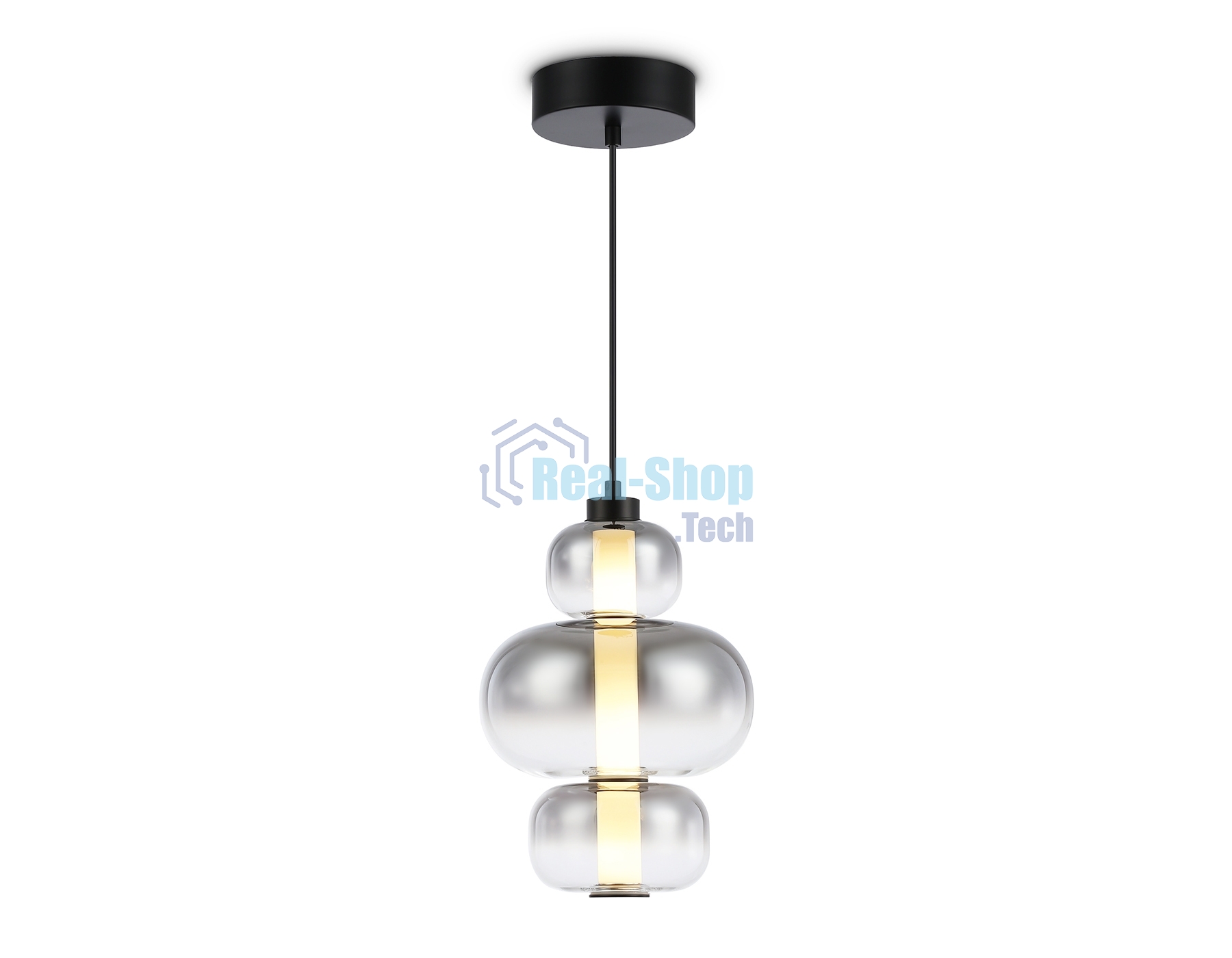 Подвесной светодиодный светильник Ambrella light LH11057 BK/SM черный/дымчатый 18W 3000K D230*350
