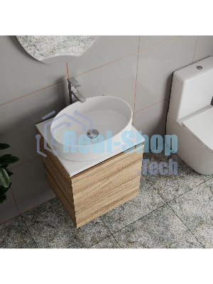 Тумба Bau Dream Blackwood 50 с дверцей, раковина BAU Nimb 50х36, смеситель для раковины высокий Hotel Still, нержавеющая сталь, выпуск клик клак, хром