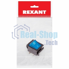 Выключатель клавишный Rexant 250V 16А (4с) ON-OFF синий с подсветкой (RWB-502, SC-767, IRS-201-1) Индивидуальная упаковка 1 шт