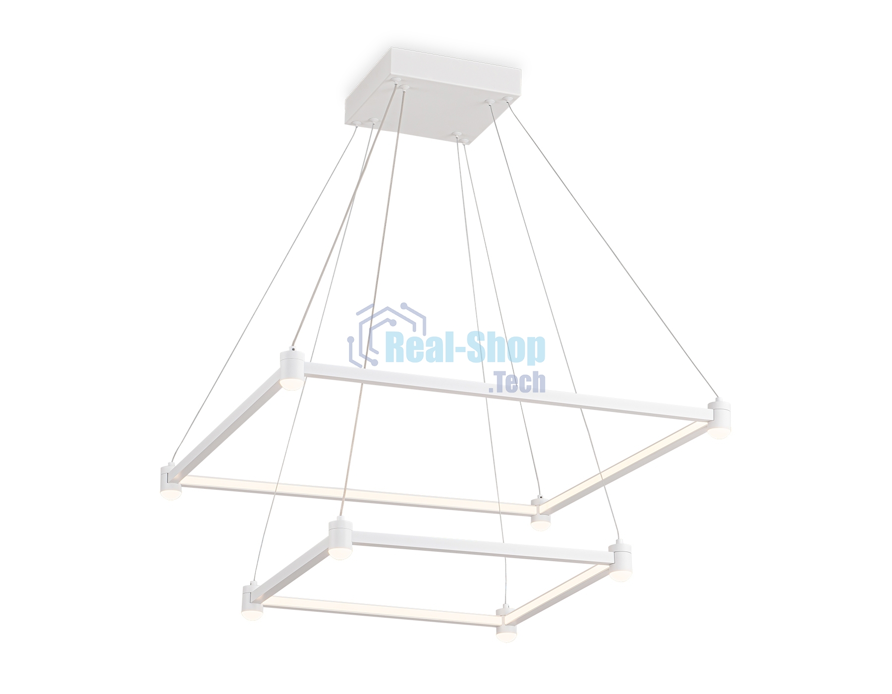 Подвесной светодиодный светильник Ambrella light FL5595/2+8 WH белый 60W 3000K/4200K/6400K 600*600*1300 (без ПДУ)