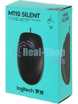 Мышь проводная Logitech M110 Silent черный, 1000 dpi, USB, кнопки - 3
