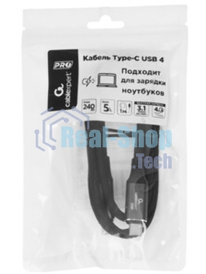 Кабель USB4.0 Cablexpert CC-USB4-CMCM-BR-1.8M, Type-C/Type-C, 5А, 240Вт, PD3.1/QC4.0, 40Gbps, медь, Pro, 1.8м, черный, пакет