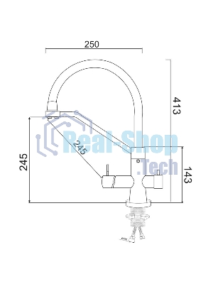 SUS127BL-016F-015 Смеситель для кухни с переключением фильтра, ø35