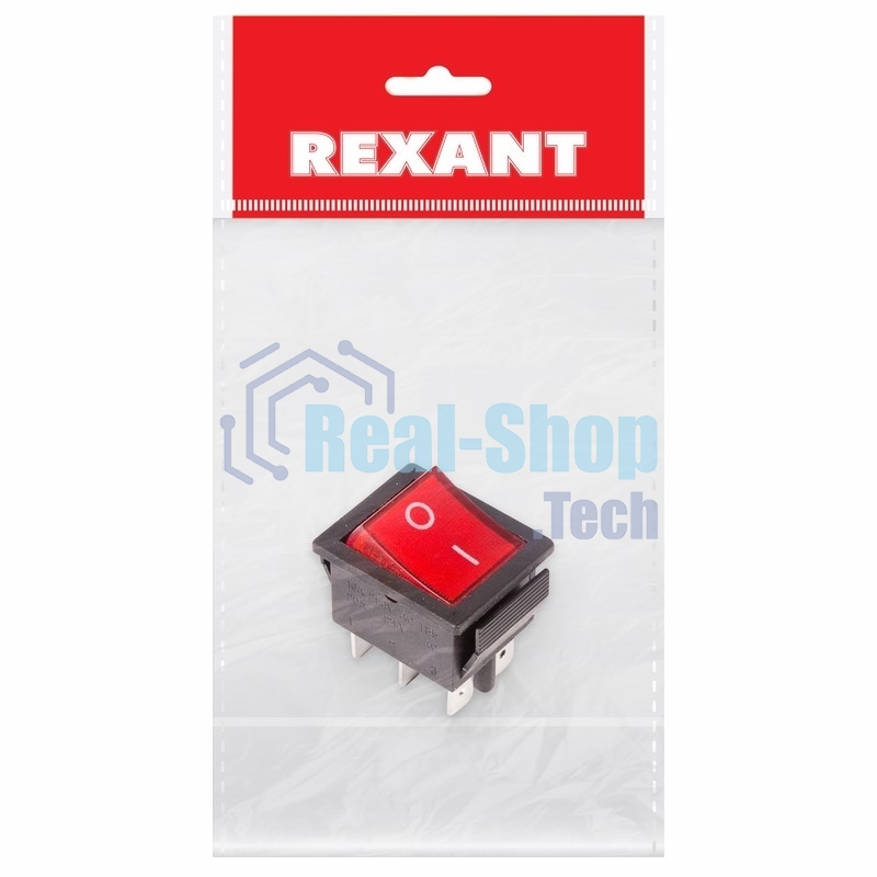 Выключатель клавишный Rexant 250V 15А (6с) ON-ON красный с подсветкой (RWB-506, SC-767)