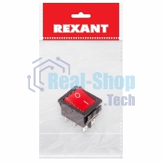 Выключатель клавишный Rexant 250V 15А (6с) ON-ON красный с подсветкой (RWB-506, SC-767)