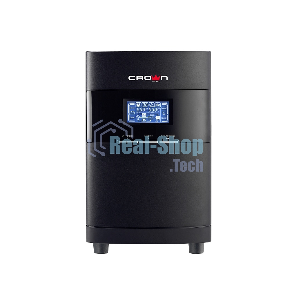 Источник бесперебойного питания CROWN On-Line CMUOA-350-1K EURO 1000VA/900W, корпус металл, TOWER, АКБ 3*12V/7AH, PF-0.9, AVR 110-300V, порт RJ-11/45+USB/RS-232, EPO, розетки 2*EURO, входной кабель 2 м, вентилятор охлаждения, автомат, слот для SNMP, порт для доп. батарейных кабинетов, ПО