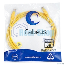 Патч-корд U/UTP, Cabeus PC-UTP-RJ45-Cat.5e-3m-YL-LSZH категория 5е, 2xRJ45/8p8c, неэкранированный, желтый, LSZH, 3м