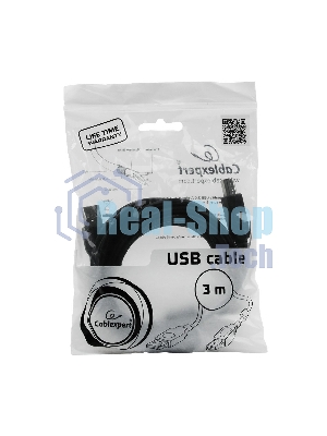 Кабель Gembird USB 2.0 PRO для соед. 3.0м AM/BM позол.конт., фер.кол., пакет