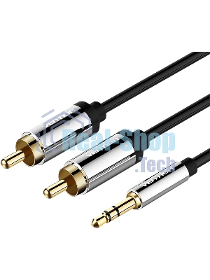 Кабель Vention аудио Jack 3,5 мм M/2RCA M - 2м черный