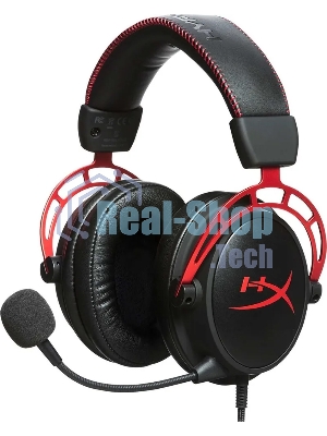 Гарнитура HyperX Cloud Alpha чёрный-красный, проводная, 2 x 3.5 мм, съёмный микрофон с шумоподавлением, регулятор громкости на кабеле