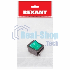 Выключатель клавишный Rexant 250V 16А (4с) ON-OFF зеленый с подсветкой (RWB-502, SC-767, IRS-201-1)