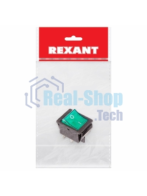 Выключатель клавишный Rexant 250V 16А (4с) ON-OFF зеленый с подсветкой (RWB-502, SC-767, IRS-201-1)