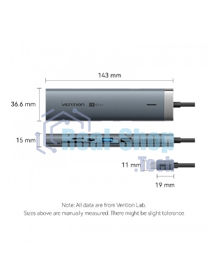 USB-концентратор Vention TGVHB, USB Type-C, HDMI/Ethernet/USB-A/USB-C/TF/mini-jack/microSD/microSDHC/microSDXC, USB Type-C