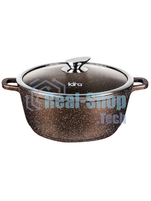 Кастрюля Lara LR02-207 Rio 30 см, 7.3 л, мрамор, капсулированное индукционное дно, крышка