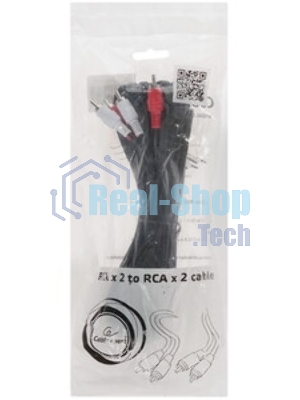 Кабель аудио Cablexpert CCA-2R2R-1.8M-N, 2xRCA/2xRCA, 1.8м, черный, пакет
