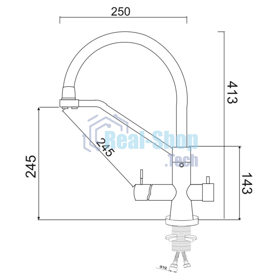 SUS127GY-016F-015 Смеситель для кухни с переключением фильтра, ø35