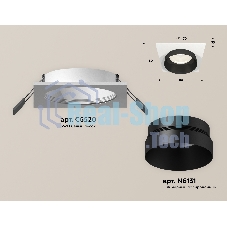 Комплект встраиваемого светильника Ambrella light XC6520021 SWH/PBK белый песок/черный полированный MR16 GU5.3 (C6520, N6131)