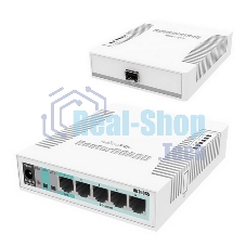 Коммутатор сетевой MikroTik RB260GS RouterBOARD 260GS 5-port Gigabit smart switch with SFP cage, SwOS, plastic case, PSU