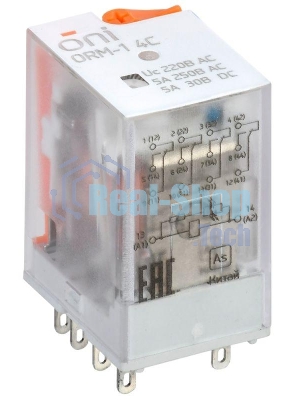 Реле интерфейсное ORM-1 4C 220В AC с LED и тест. кнопкой ONI ORM-1-4C-AC220V-L-B