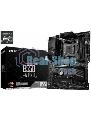 Материнская плата MSI B550-A PRO, AM4, AMD B550, 4xDDR4, 6xSATA, 2xM.2, 1xPCI-E 4.0 x16, 1xPCI-E 3.0 x16, 2xPCI-E x1, 1xHDMI, 1xDP, 1x 1Gb LAN, 4xUSB-A 2.0, 2xUSB-A 3.2 Gen 1, 1xUSB-A 3.2 Gen 2, 1xUSB-C 3.2 Gen 2, 6x3.5 мм, 7.1, ATX