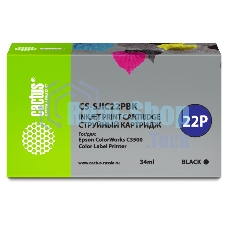 Картридж струйный Cactus CS-SJIC22PBK черный (34мл) для Epson ColorWorks C3500