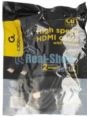Кабель HDMI Cablexpert CCF2-HDMI4-6, 19M/19M, v2.0, медь, позол.разъемы, экран, 2 фер.кольца, 1,8м, черный, пакет