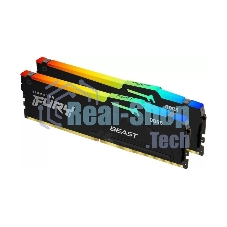 Оперативная память Kingston Fury Beast, DDR5, 32Gb (2x16Gb), 5600MHz, CL40, DIMM, с радиаторами, RGB, черный