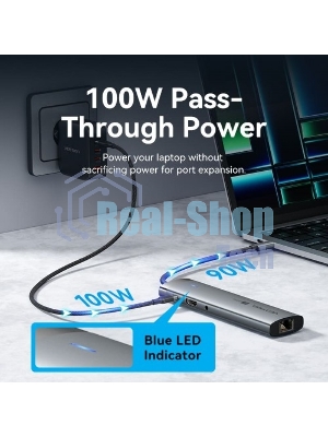 USB-концентратор Vention TGVHB, USB Type-C, HDMI/Ethernet/USB-A/USB-C/TF/mini-jack/microSD/microSDHC/microSDXC, USB Type-C
