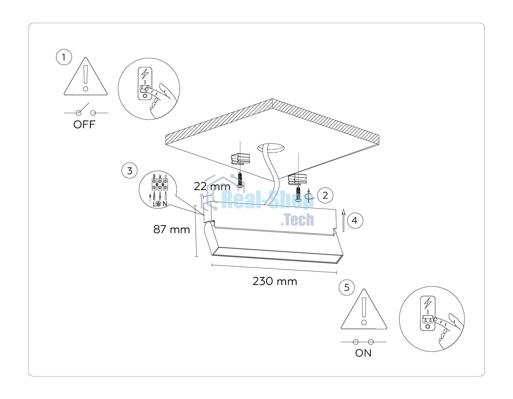 Светильник Ambrella light TA1818 WH белый LED 12W 4200K 230*22*87