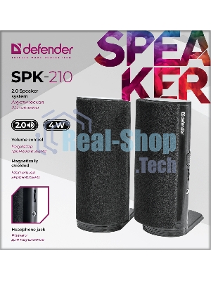 Акустическая система Defender SPK-210 2.0, 2x2W, разъем для наушников 65210