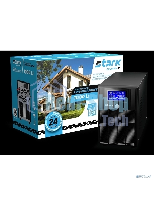 Источник бесперебойного питания STARK SC 1000 LI 1000ВА/600Вт, Line-Interactive, на пол, 140-300В, 4хЕВРО, Чистый синус, SNMP, AS400, БЕЗ АКБ - внешние батарея х1 9-400Ач