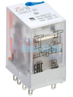 Реле интерфейсное ORM-1 2C 24В DC с LED и тест. кнопкой ONI ORM-1-2C-DC24V-L-B