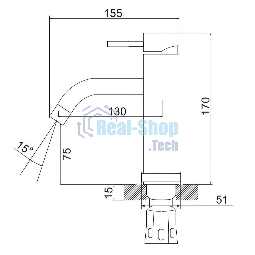 SUS128BL-001F Смеситель для умывальника, ø35
