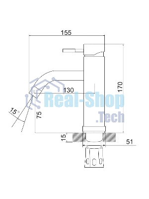 SUS128BL-001F Смеситель для умывальника, ø35